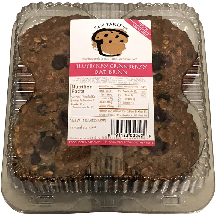 Zen Bakery Blueberry Cranberry Oat Bran Muffins