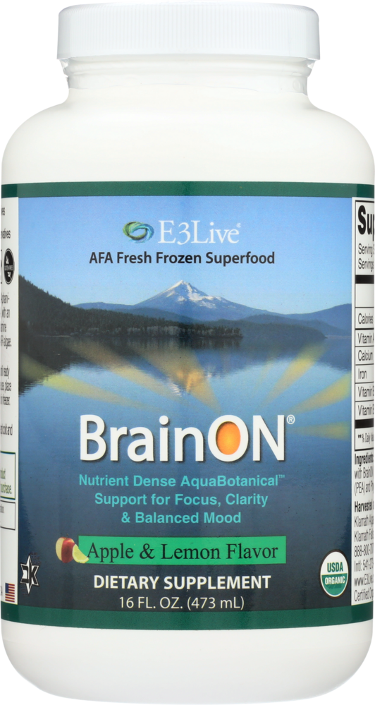 E3 Live BrainOn Apple-Lemon: Vegan Brain Health Tonic 16oz