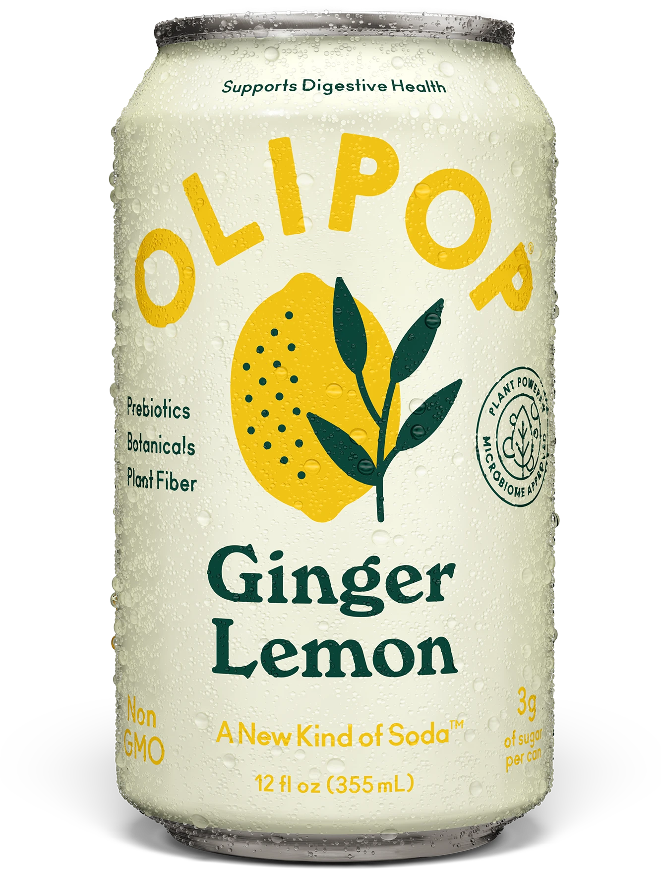 OliPOP Ginger Lemon Prebiotic Soda - Erewhon