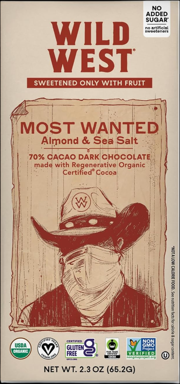 Wild West Almond & Sea Salt Dark Chocolate Bar