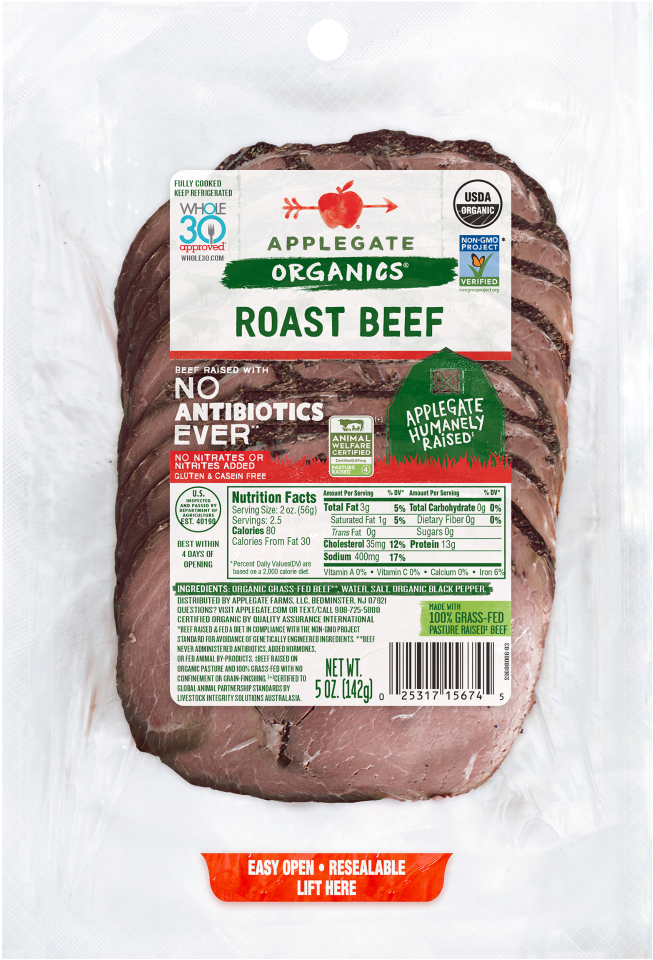 Grass-Fed Roast Beef Slices - Applegate Farms